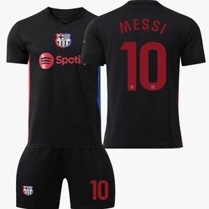 Youth MESSI Extra Large Barcelona 3rd Jersey Black XL Size 30 Boys Soccer Jersey